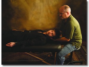 Guy Hiscock, Certified Shiatsu and BodyTalk System Practitioner with a client